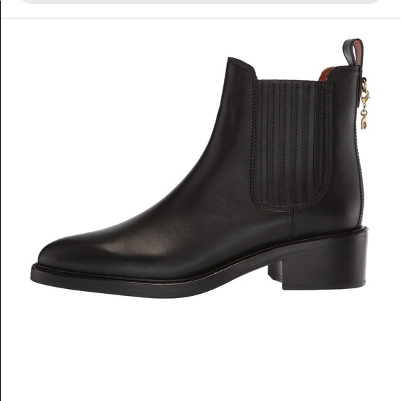 SALE💥💥 COACH Bowery Chelsea Block Heel Ankle Boots Genuine Leather Black - Picture 7 of 13